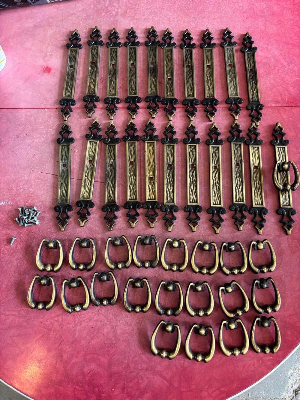 Large lot of Amerock Carriage house door pulls with back plates